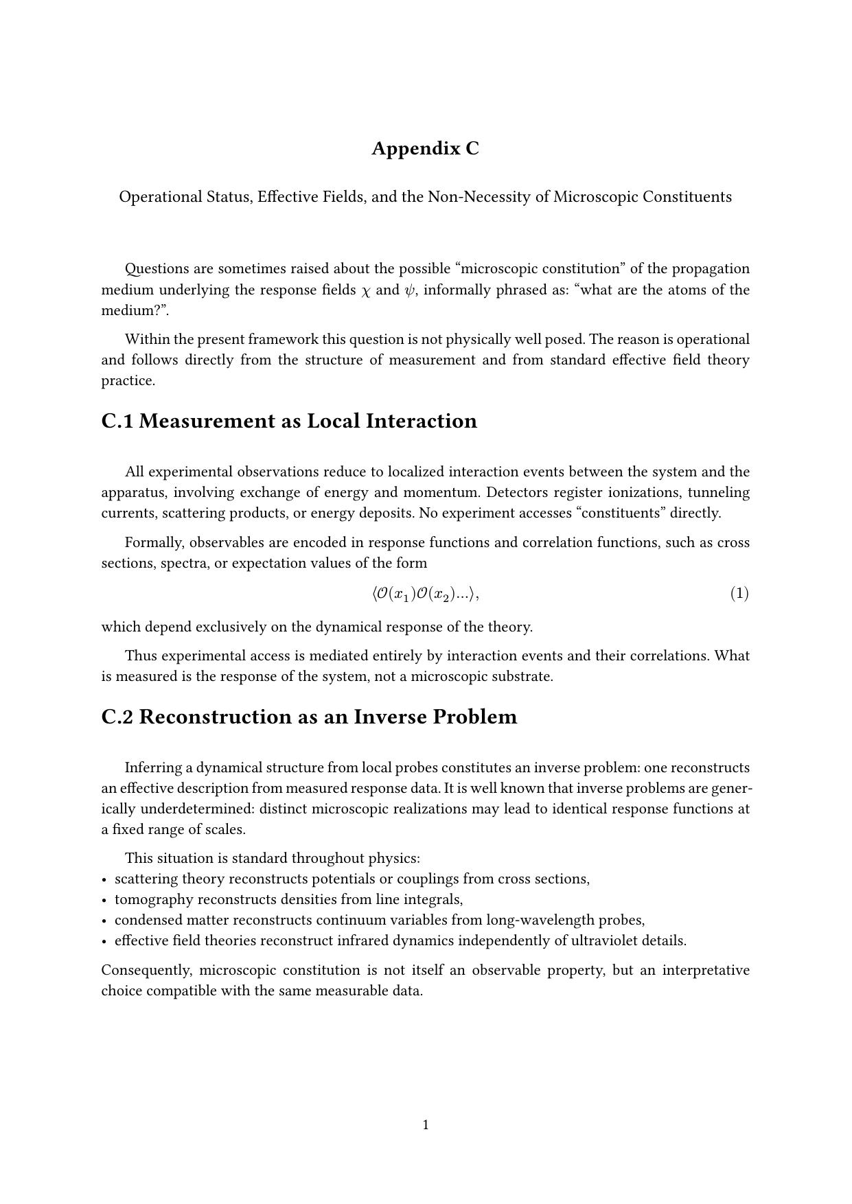 Operational Status, Effective Fields, and the Non-Necessity of Microscopic Constituents