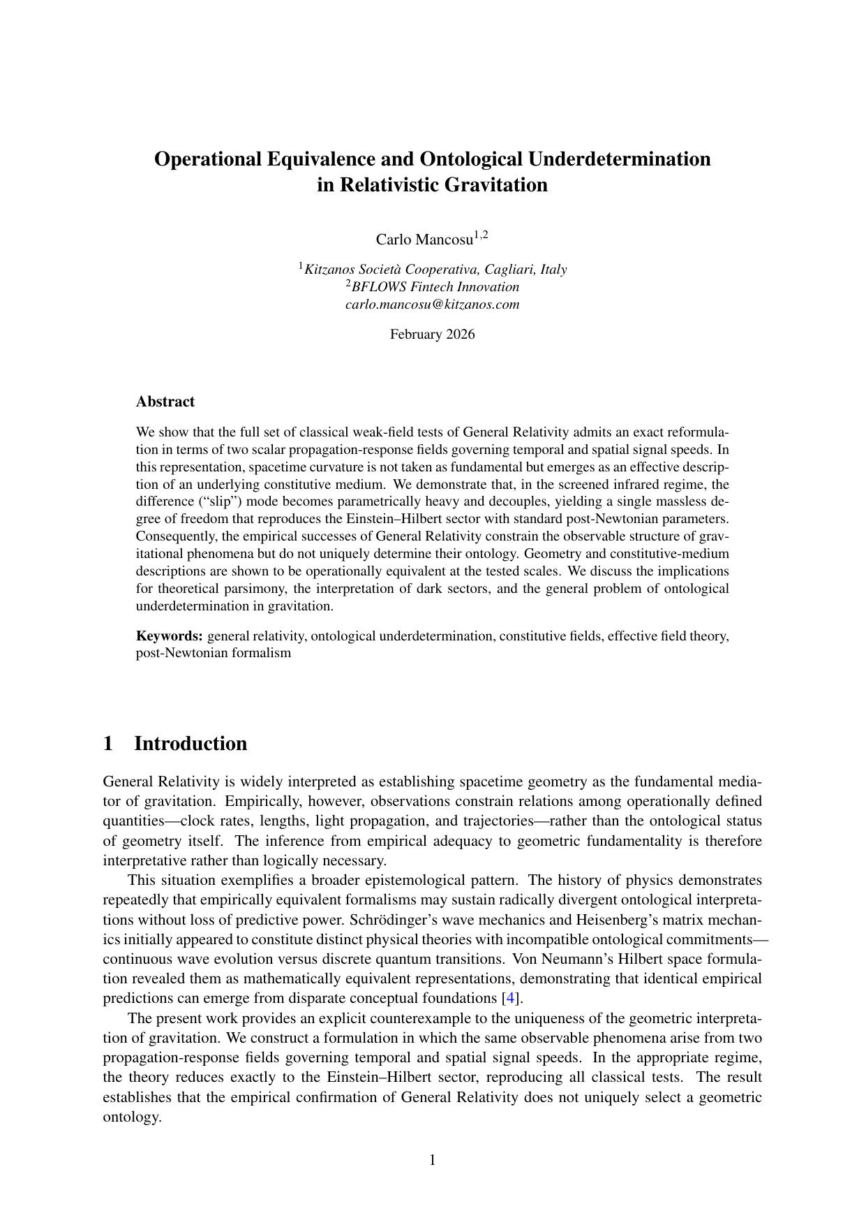 Operational Equivalence and Ontological Underdetermination in Relativistic Gravitation