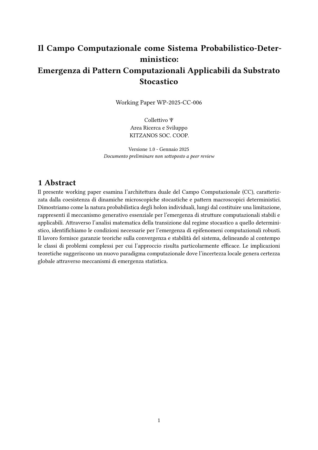 Il Campo Computazionale come Sistema Probabilistico-Deterministico