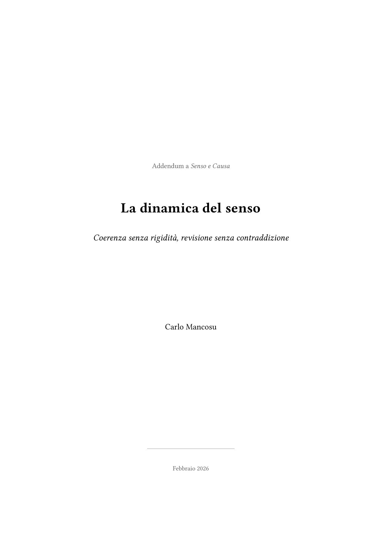 Addendum Senso e Causa Dinamica del Senso