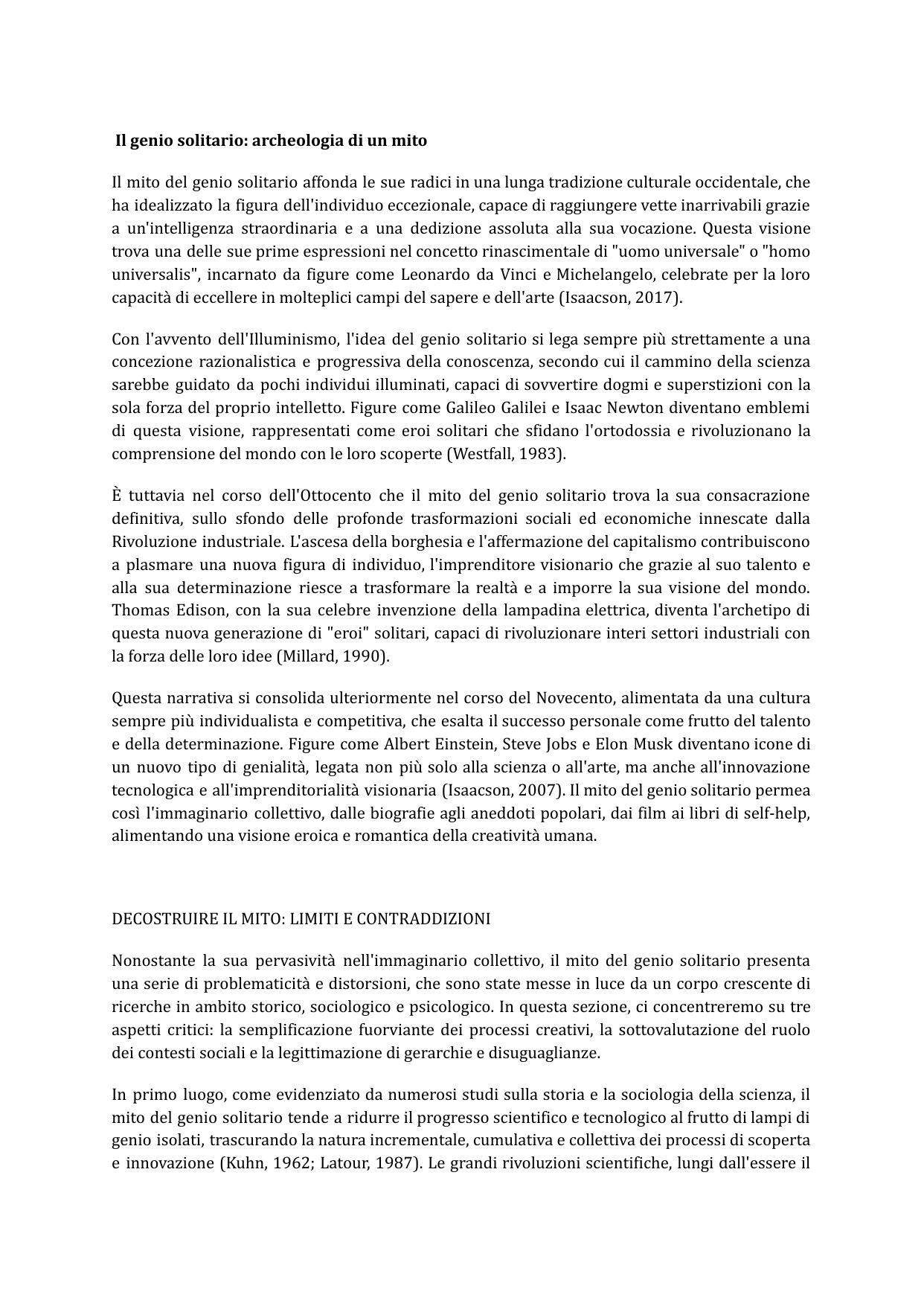 Il genio solitario: archeologia di un mito