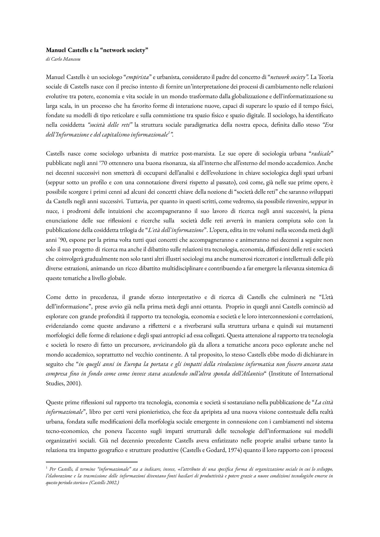 Manuel Castells e la “network society”